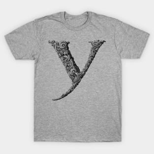 Vintage Initial Letter Lettering Alphabet Y T-Shirt